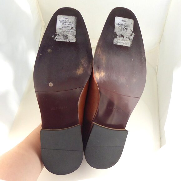 Tommy Hilfiger soli lace up medium brown men\'s faux leather oxfords size 11 main image 4